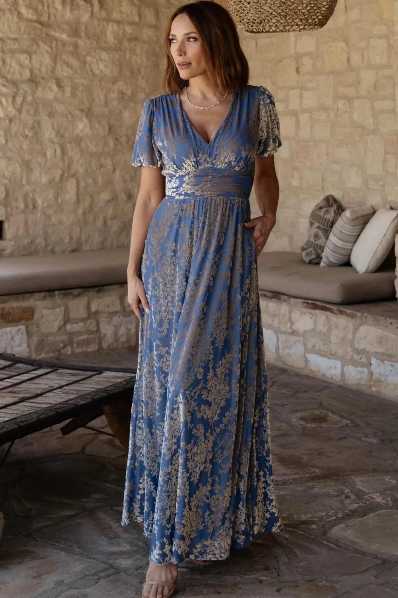 Baltic Born Leslie Velvet Maxi Dress | Blue + Silver