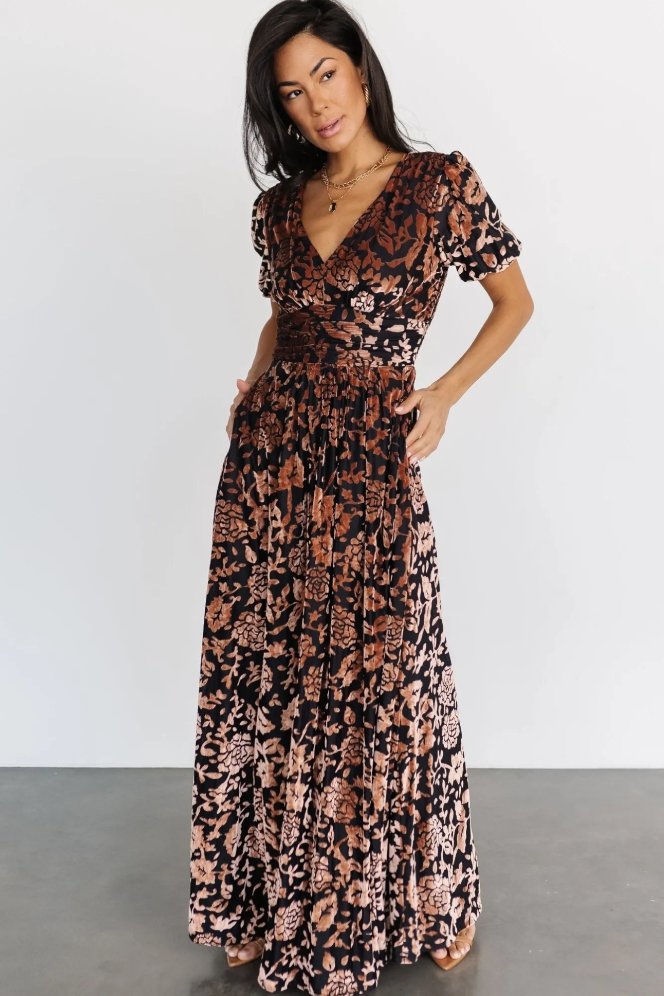 Baltic Born Leslie Velvet Maxi Dress | Black + Bronze