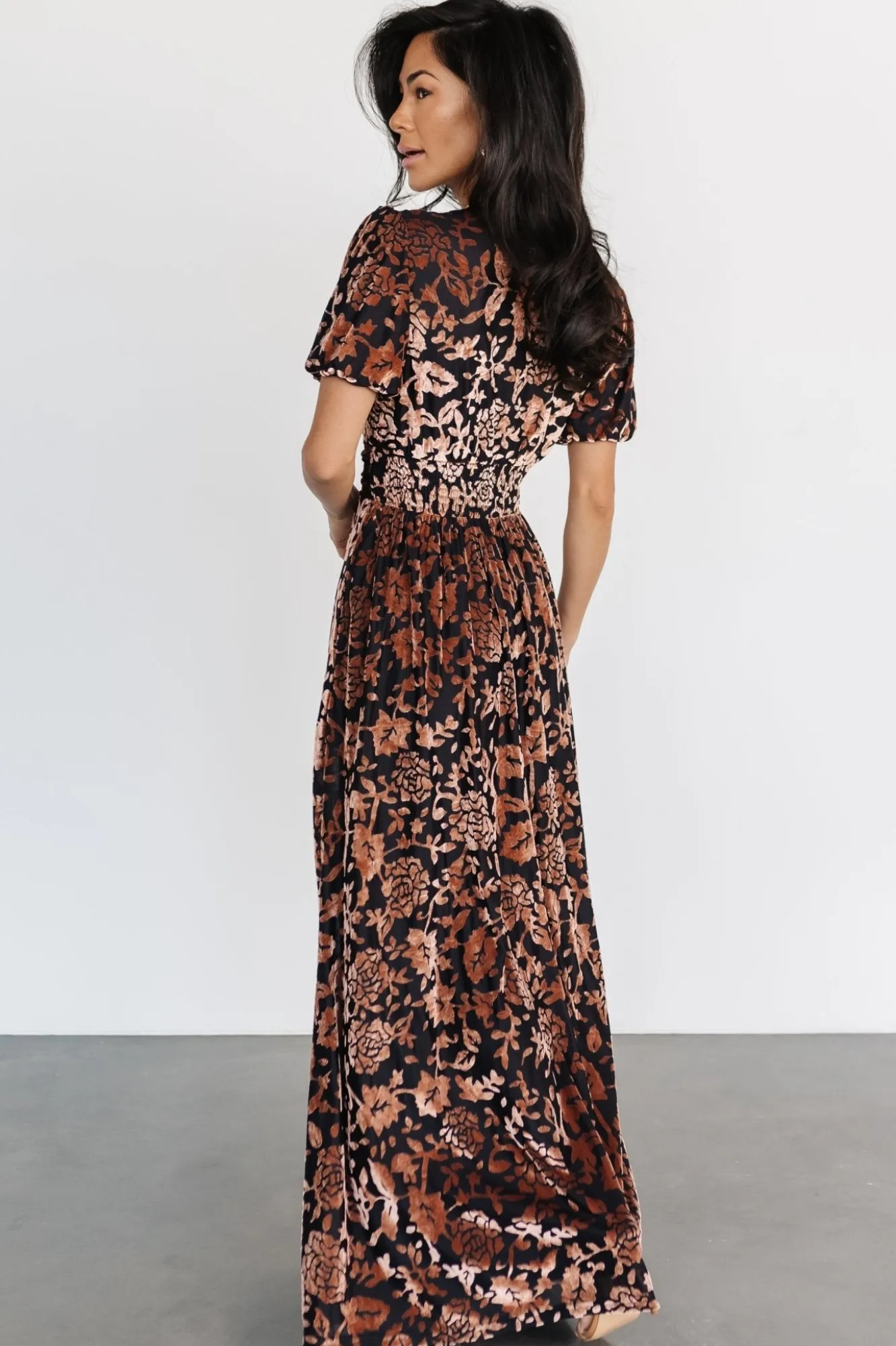 Baltic Born Leslie Velvet Maxi Dress | Black + Bronze