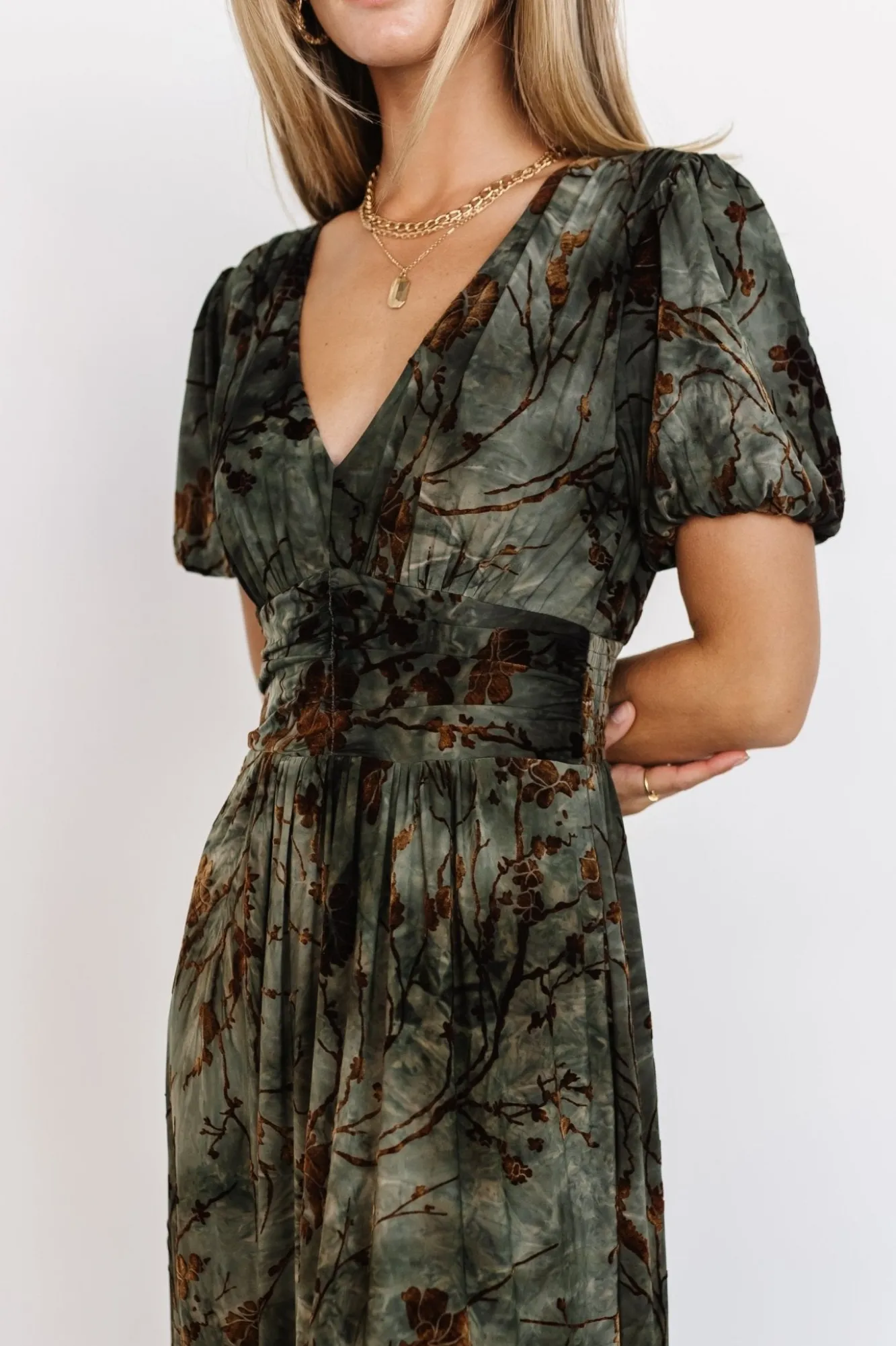 Baltic Born Leslie Velvet Maxi Dress | Green + Copper