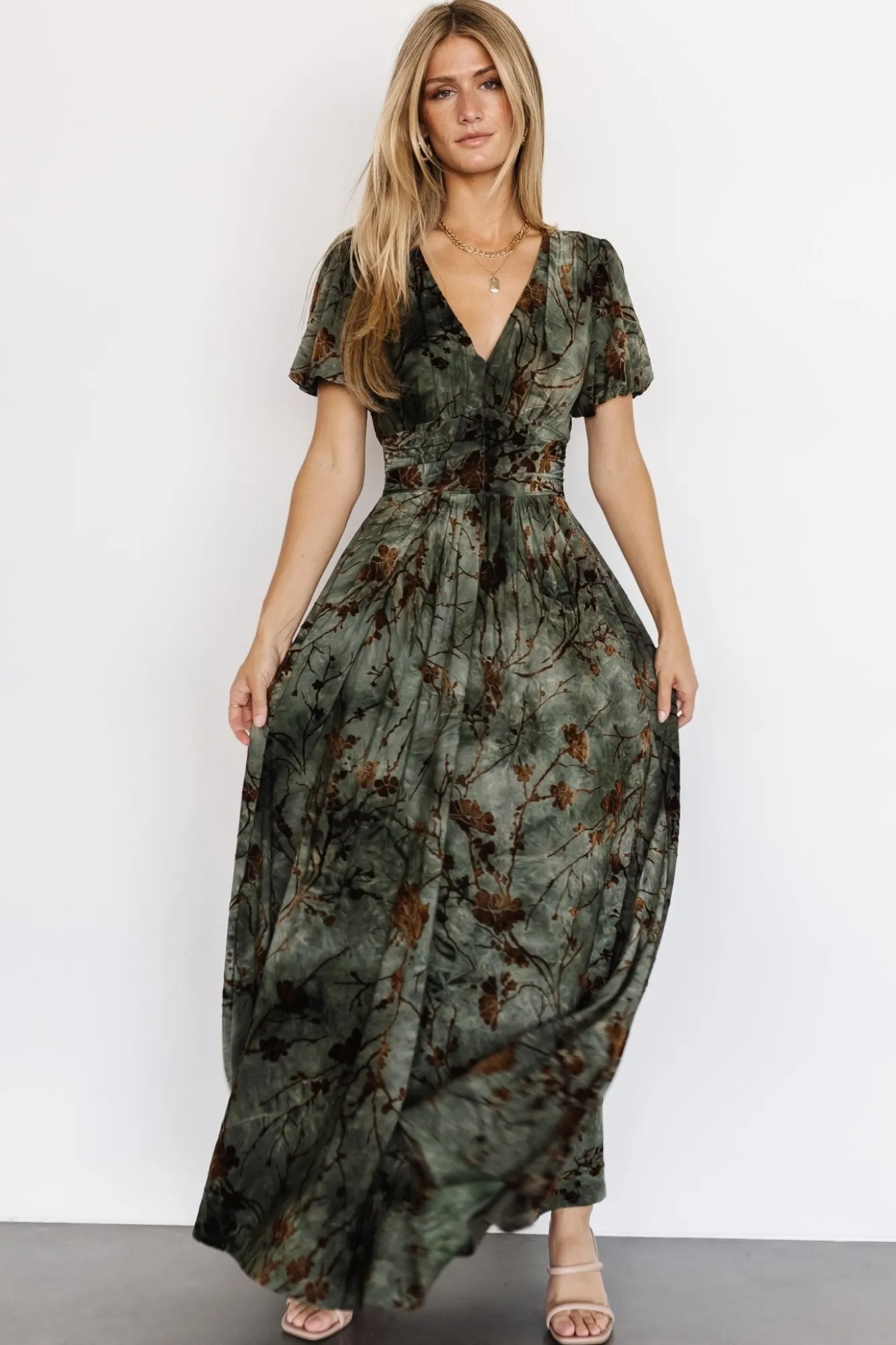 Baltic Born Leslie Velvet Maxi Dress | Green + Copper