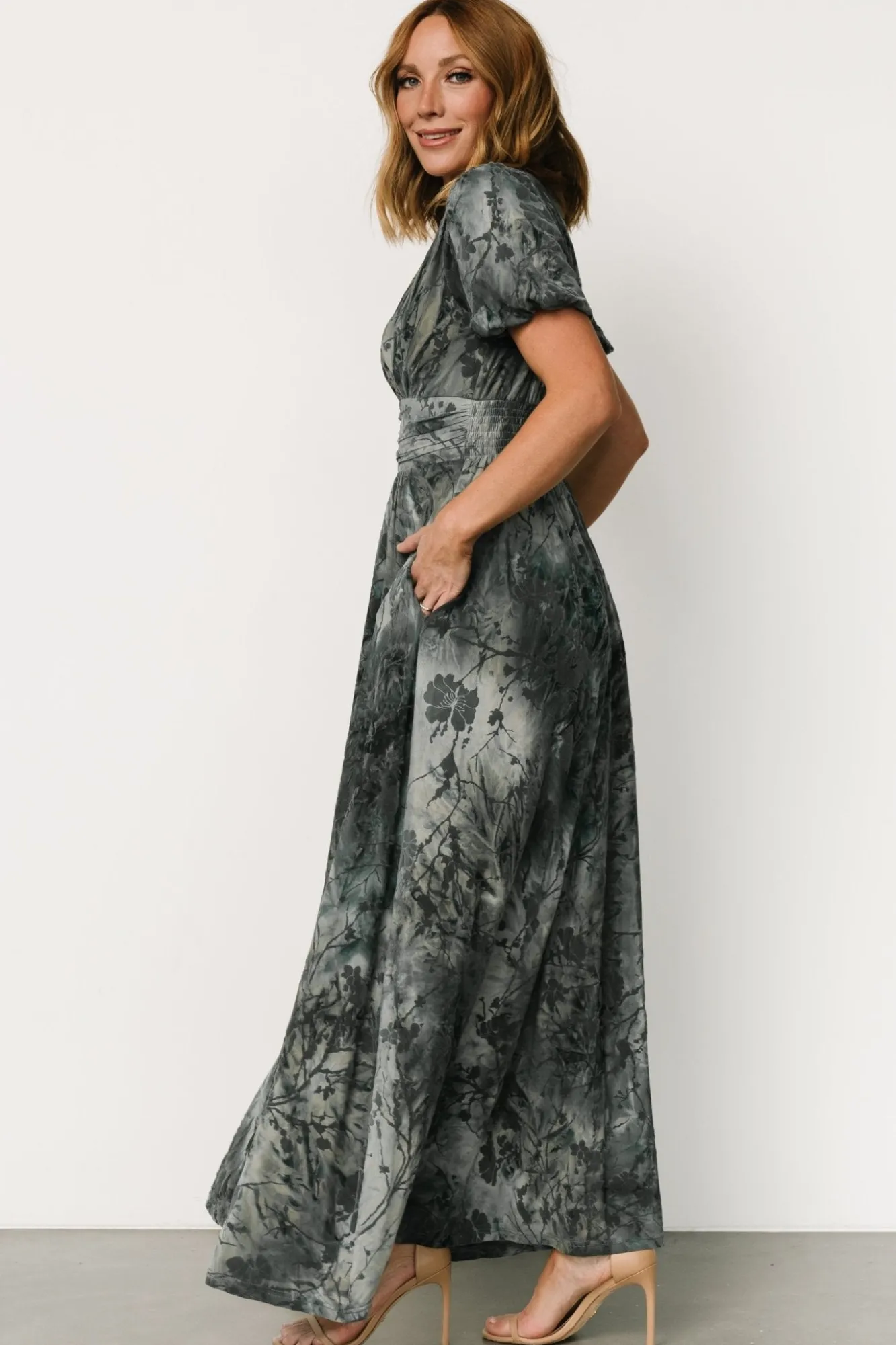 Baltic Born Leslie Velvet Maxi Dress | Slate Blue