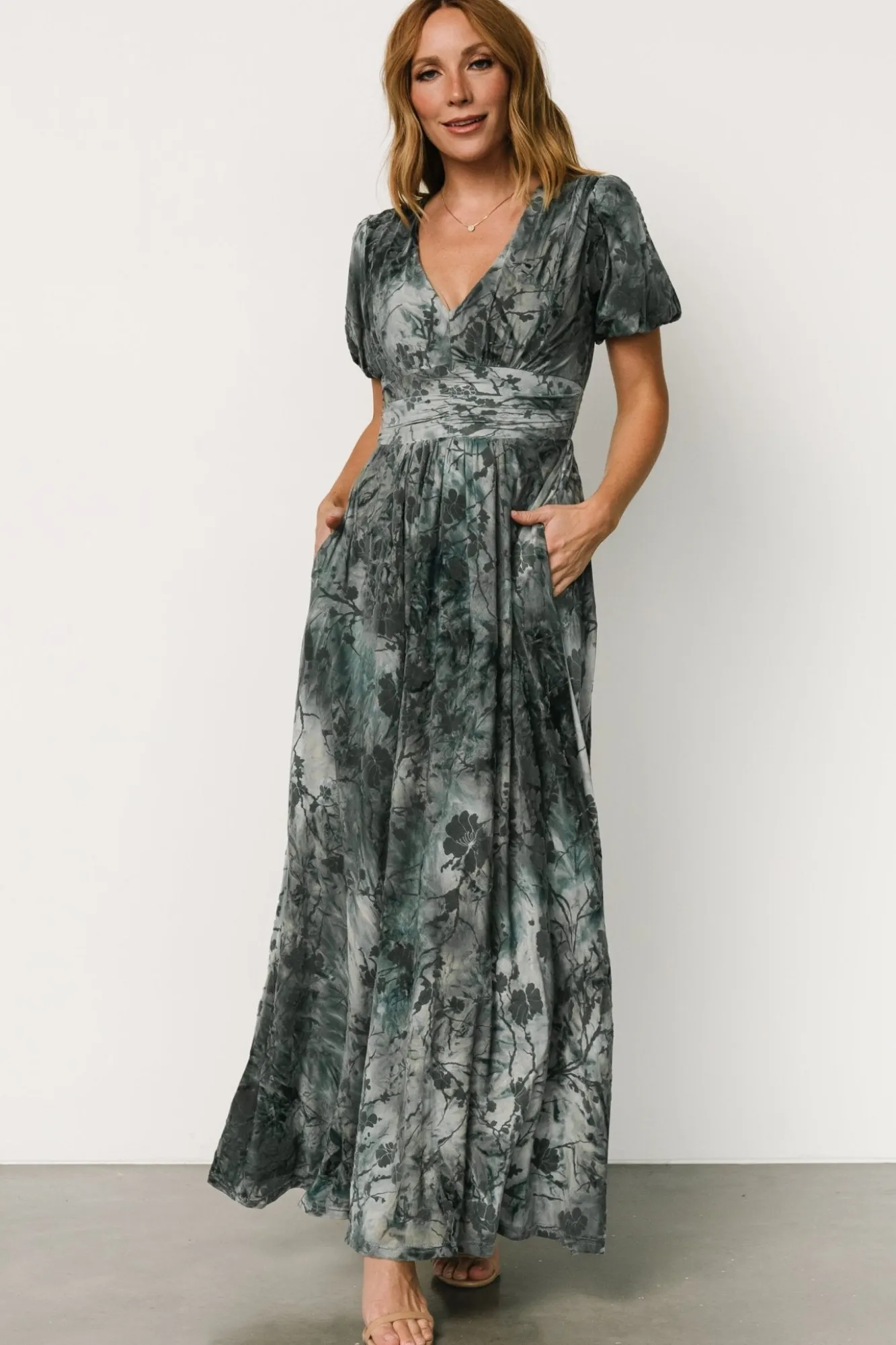 Baltic Born Leslie Velvet Maxi Dress | Slate Blue