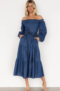 Baltic Born Lewiston Off Shoulder Dress | Denim Blue