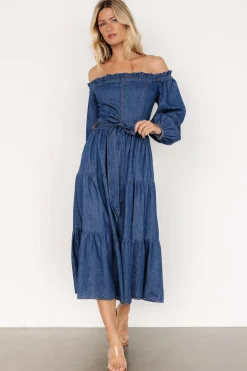 Baltic Born Lewiston Off Shoulder Dress | Denim Blue