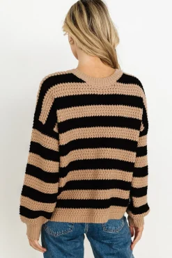 Baltic Born Liam Chunky Knit Sweater | Tan + Black