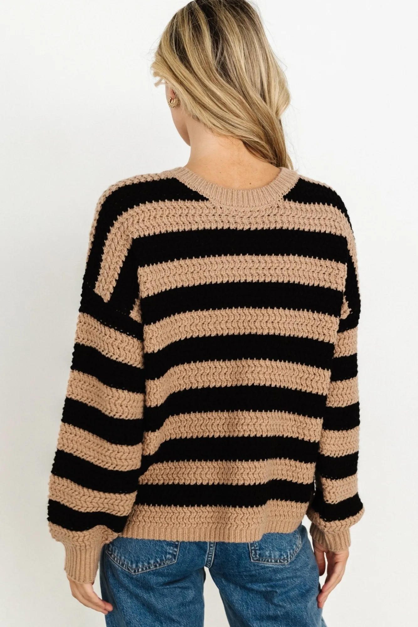 Baltic Born Liam Chunky Knit Sweater | Tan + Black