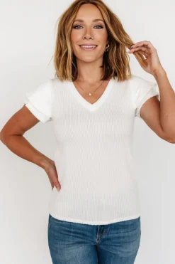 Baltic Born Lianna Ribbed Top | Off White