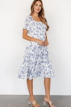 Baltic Born Lilla Tiered Midi Dress | Off-White + Blue Floral