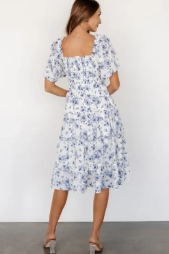 Baltic Born Lilla Tiered Midi Dress | Off-White + Blue Floral
