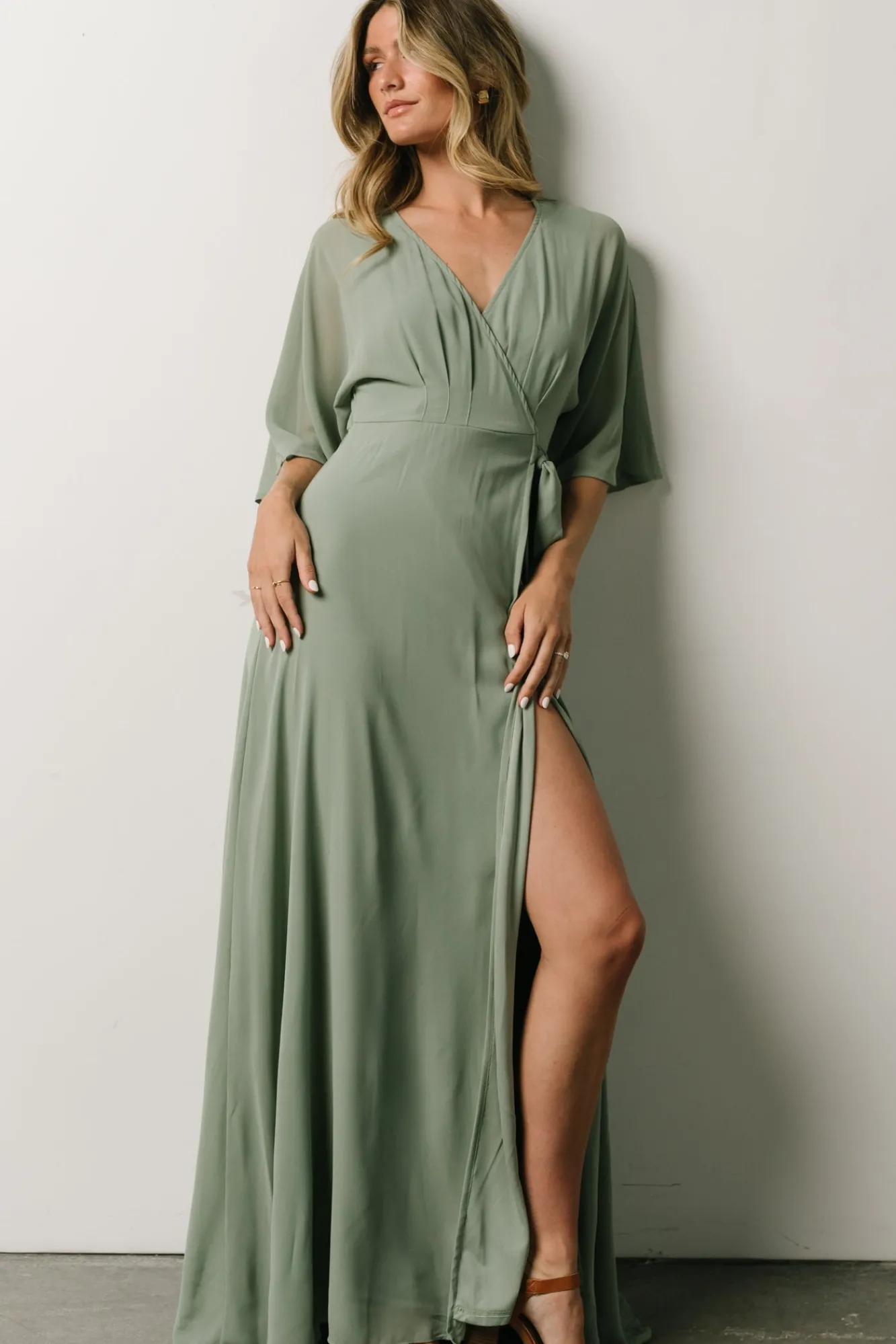 Baltic Born Lilly Wrap Maxi Dress | Dusty Sage