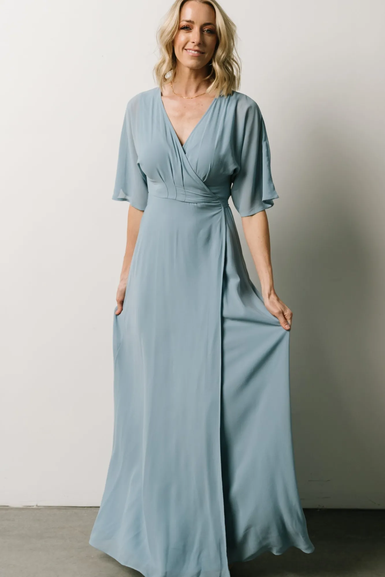 Baltic Born Lilly Wrap Maxi Dress | Dusty Blue