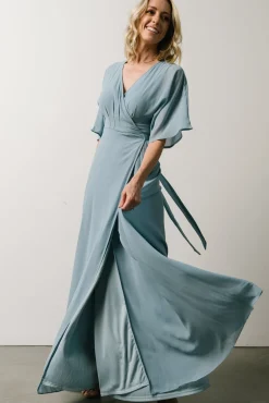 Baltic Born Lilly Wrap Maxi Dress | Dusty Blue