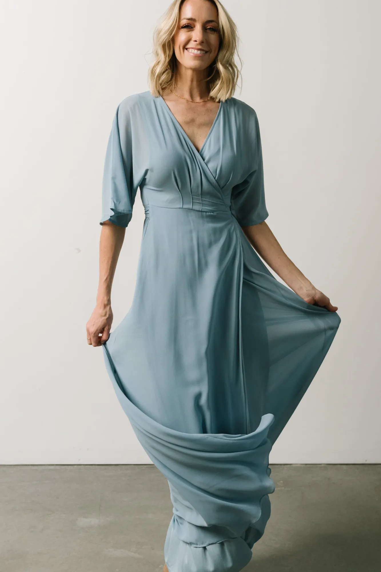 Baltic Born Lilly Wrap Maxi Dress | Dusty Blue