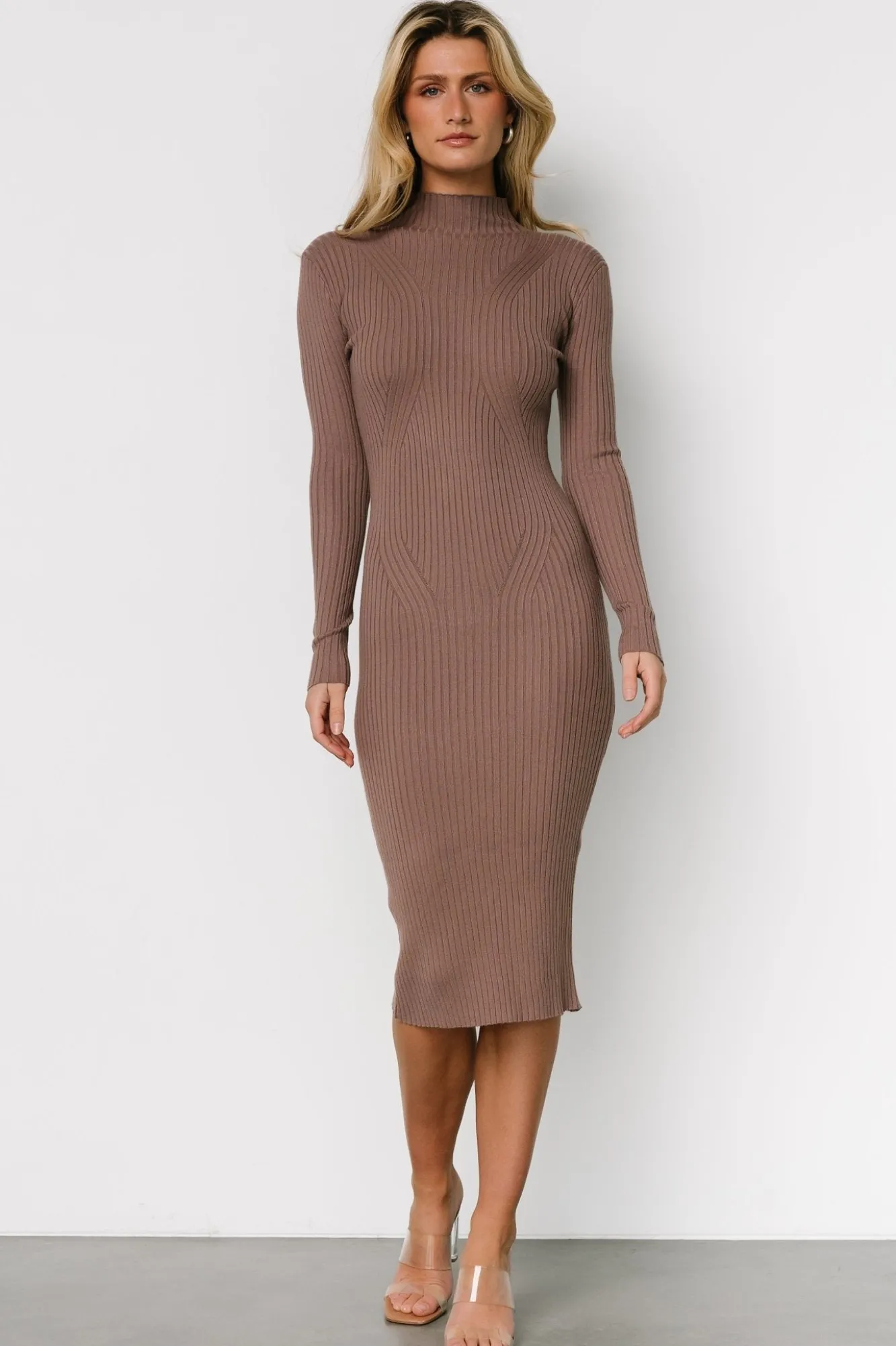 Baltic Born Lindsey Mock Neck Midi Dress | Dusty Mocha