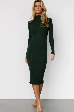 Baltic Born Lindsey Mock Neck Midi Dress | Hunter Green