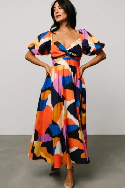 Baltic Born Lola Midi Dress | Rust + Navy Multi