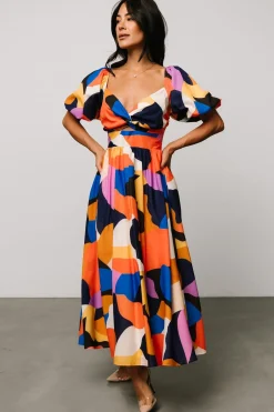 Baltic Born Lola Midi Dress | Rust + Navy Multi