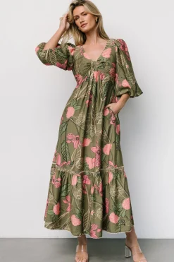 Baltic Born Lonna Dress | Olive + Fuschia Floral