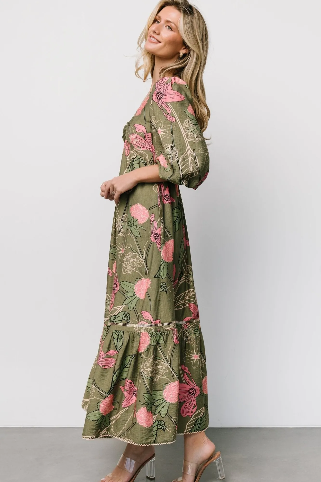 Baltic Born Lonna Dress | Olive + Fuschia Floral