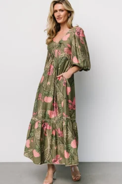 Baltic Born Lonna Dress | Olive + Fuschia Floral