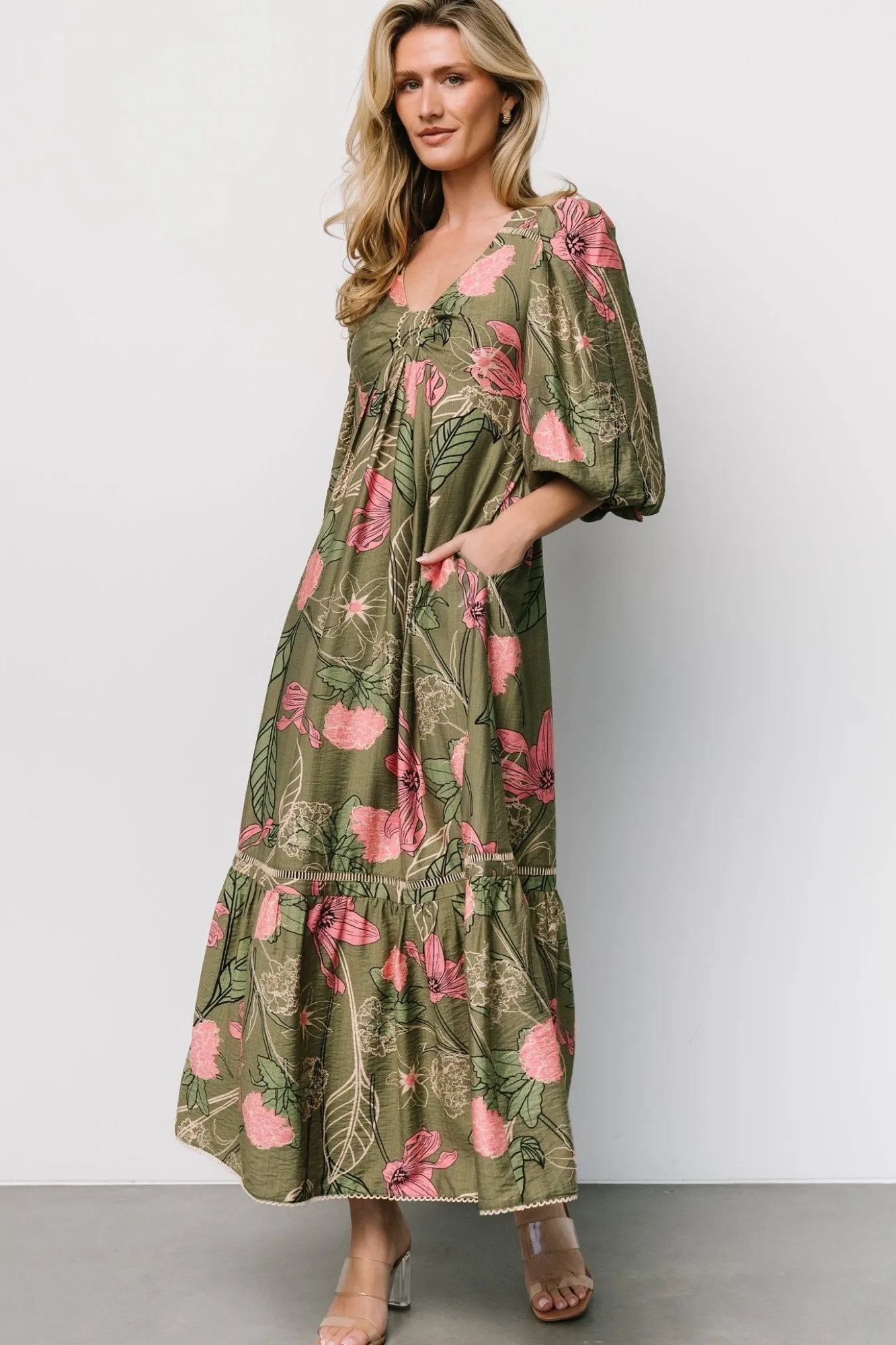 Baltic Born Lonna Dress | Olive + Fuschia Floral