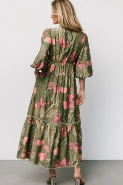 Baltic Born Lonna Dress | Olive + Fuschia Floral