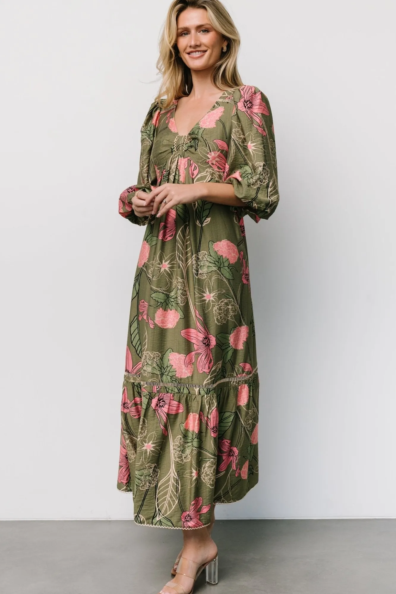 Baltic Born Lonna Dress | Olive + Fuschia Floral