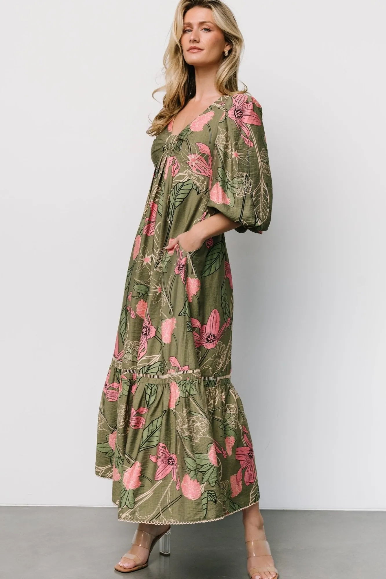 Baltic Born Lonna Dress | Olive + Fuschia Floral