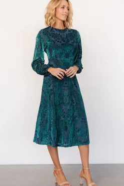 Baltic Born Lorielle Velvet Midi Dress | Emerald Print