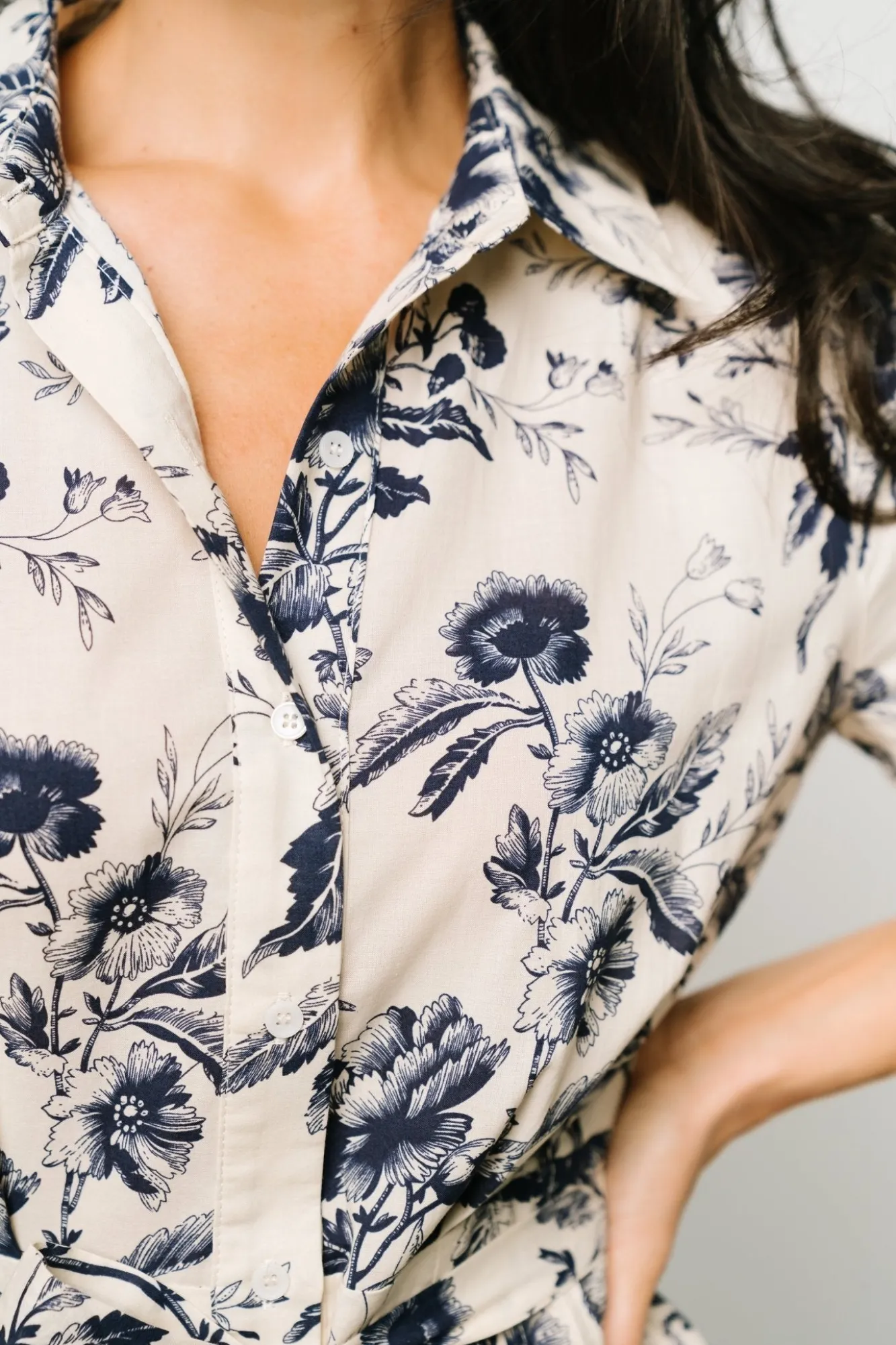 Baltic Born Lorna Midi Dress | Beige + Navy Print