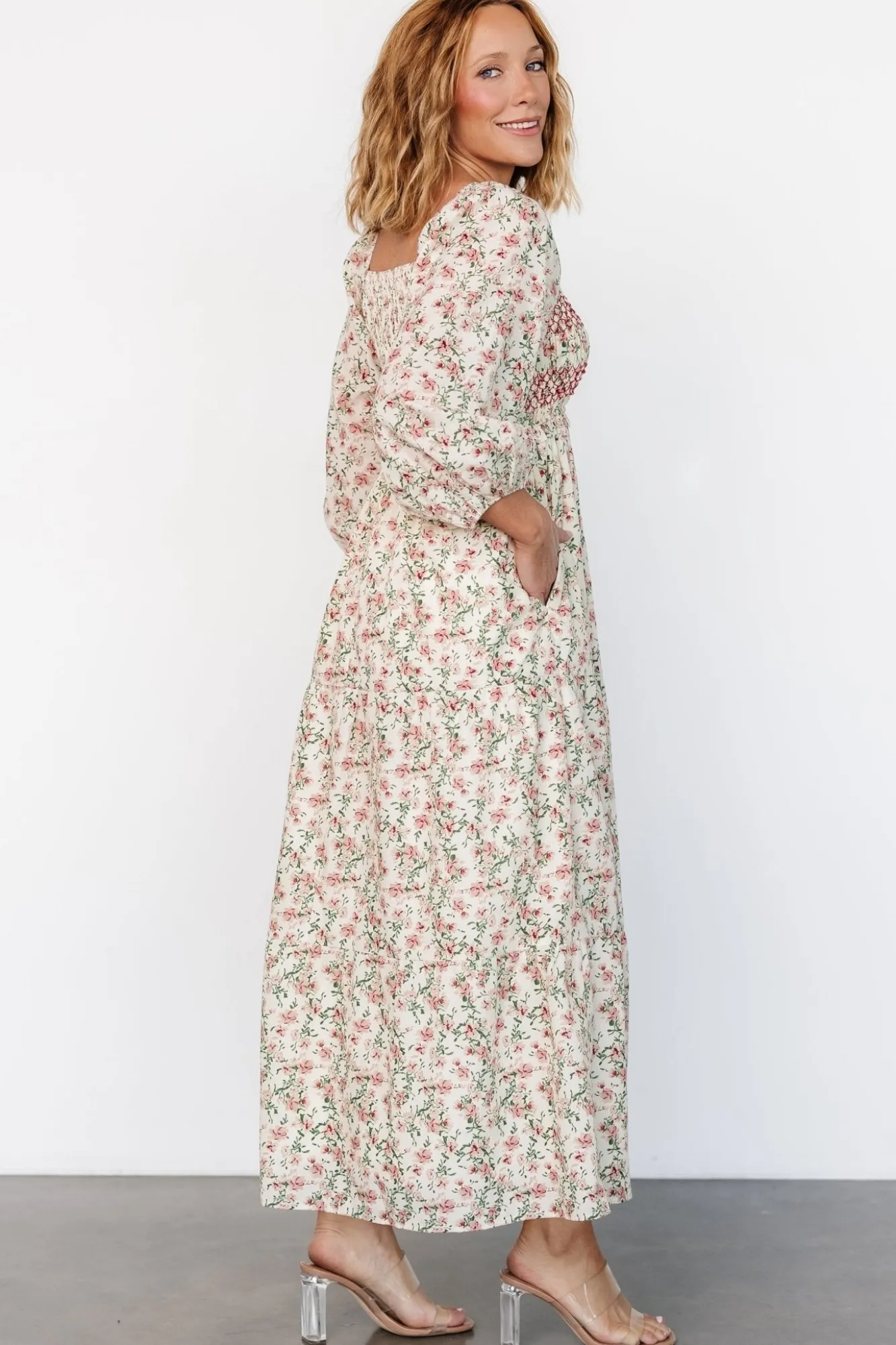 Baltic Born Louisa Smocked Maxi Dress | Cream Floral