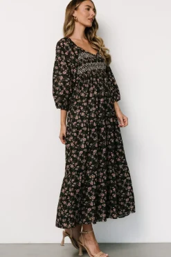 Baltic Born Louisa Smocked Maxi Dress | Black Floral