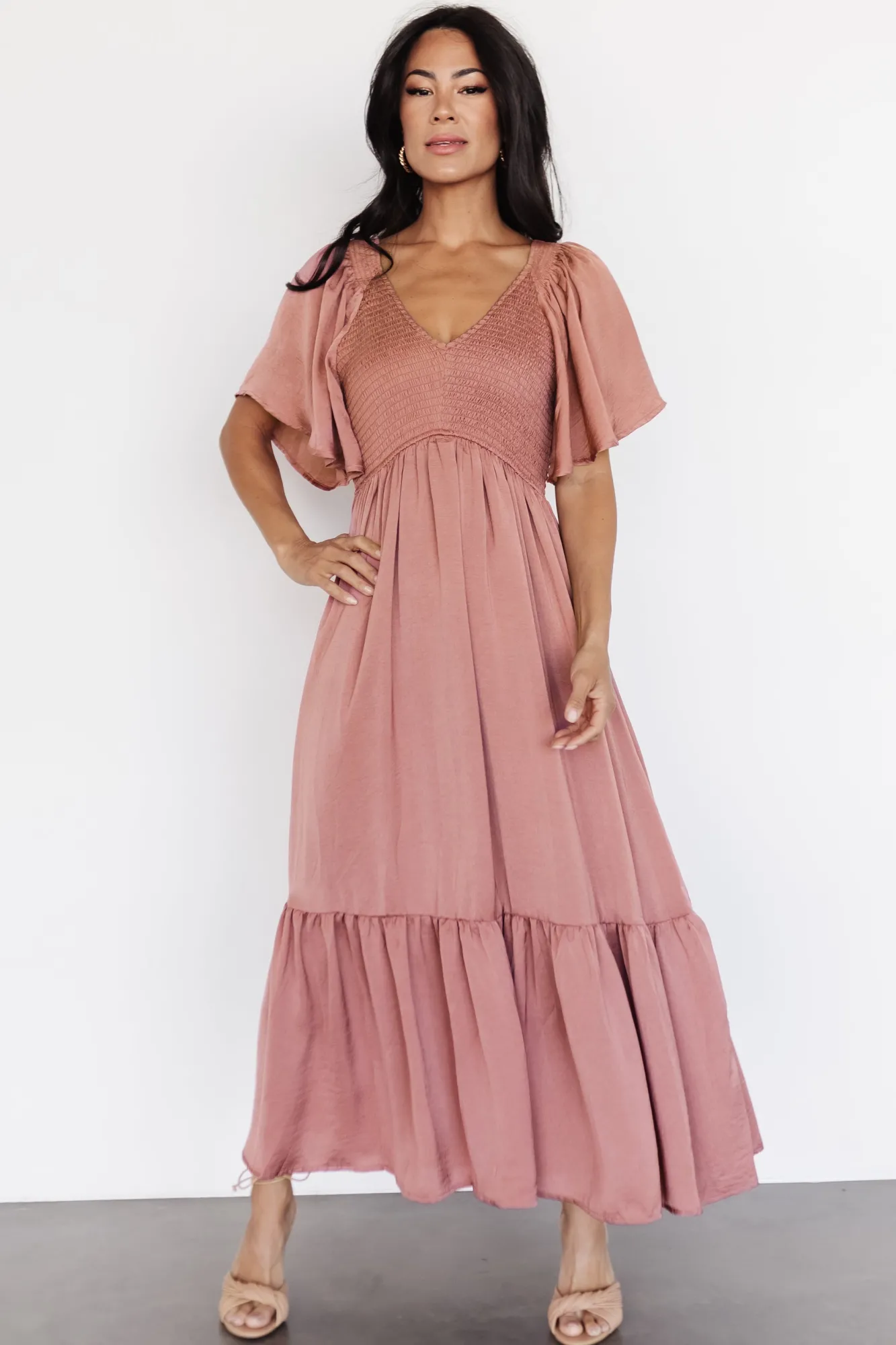 Baltic Born Lovell Smocked Midi Dress | Dark Mauve