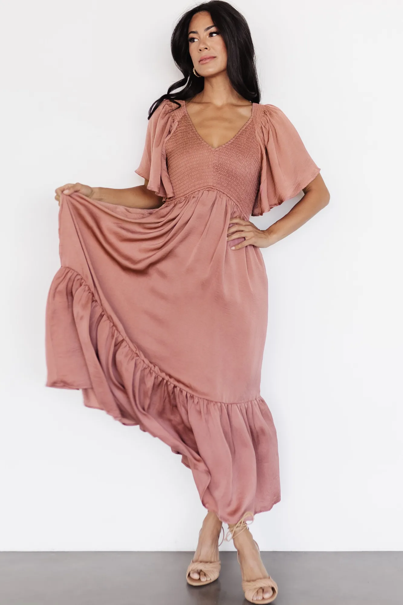 Baltic Born Lovell Smocked Midi Dress | Dark Mauve