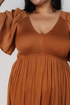 Baltic Born Lovell Smocked Midi Dress | Dark Copper