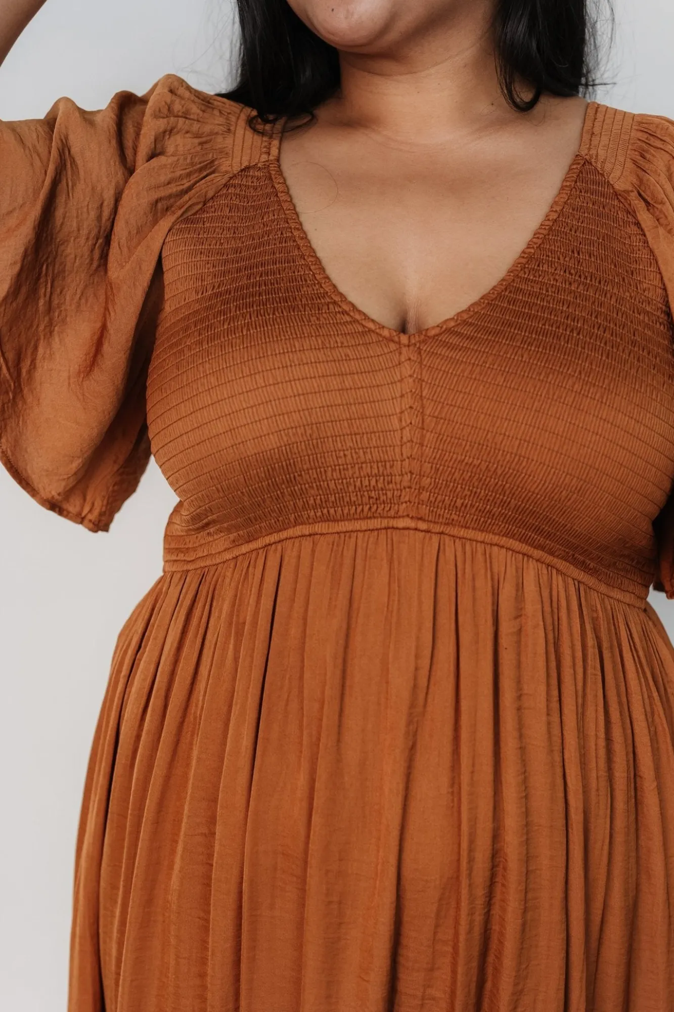 Baltic Born Lovell Smocked Midi Dress | Dark Copper