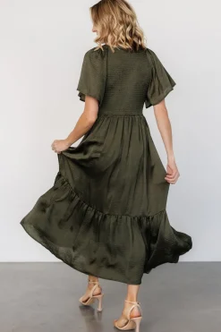 Baltic Born Lovell Smocked Midi Dress | Deep Olive