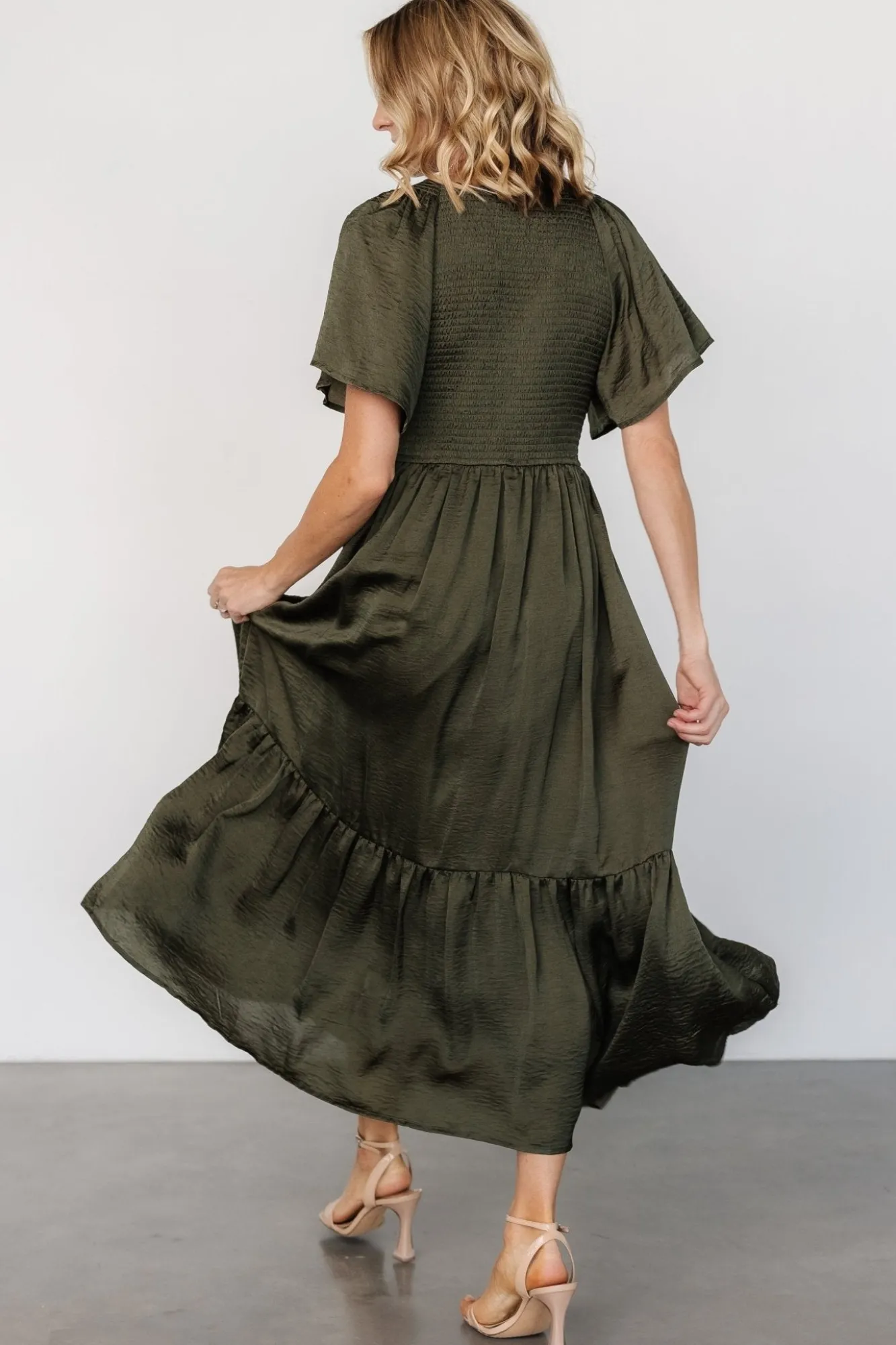 Baltic Born Lovell Smocked Midi Dress | Deep Olive
