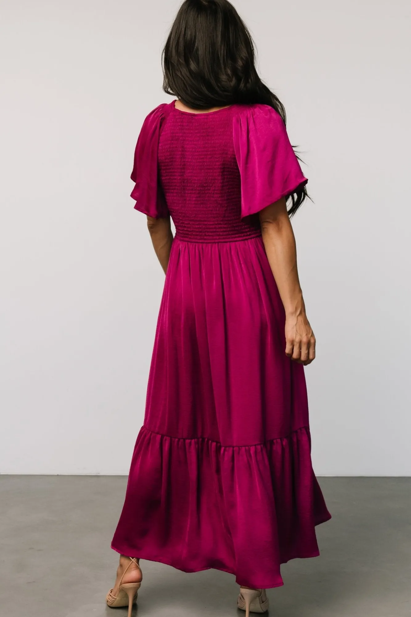 Baltic Born Lovell Smocked Midi Dress | Wine Berry