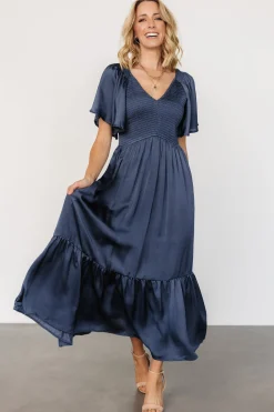 Baltic Born Lovell Smocked Midi Dress | Midnight Blue