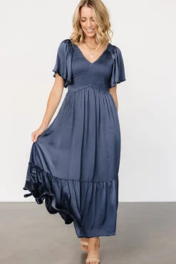 Baltic Born Lovell Smocked Midi Dress | Midnight Blue