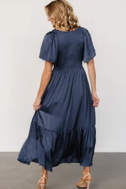 Baltic Born Lovell Smocked Midi Dress | Midnight Blue