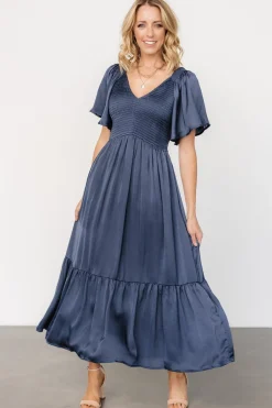 Baltic Born Lovell Smocked Midi Dress | Midnight Blue