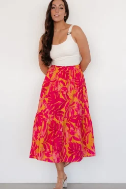 Baltic Born Luana Tiered Skirt | Orange + Fuchsia