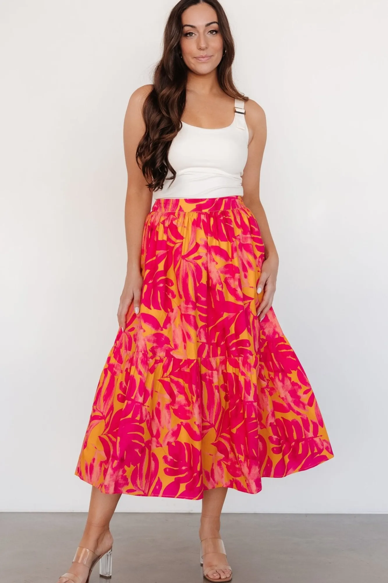 Baltic Born Luana Tiered Skirt | Orange + Fuchsia