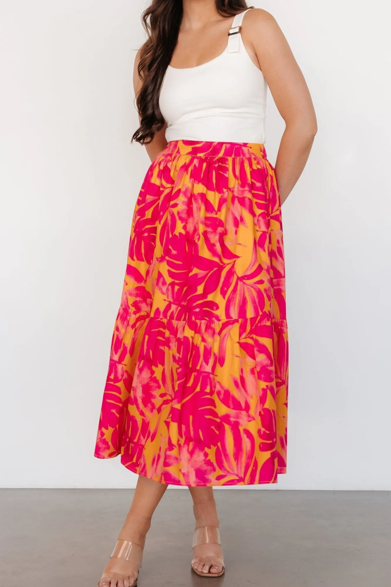 Baltic Born Luana Tiered Skirt | Orange + Fuchsia
