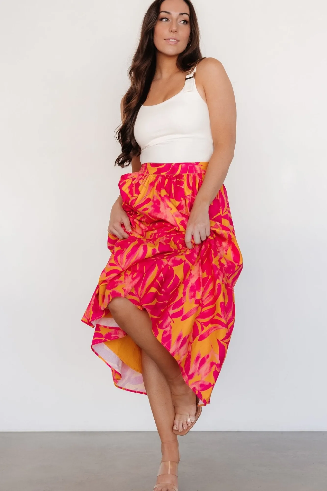 Baltic Born Luana Tiered Skirt | Orange + Fuchsia