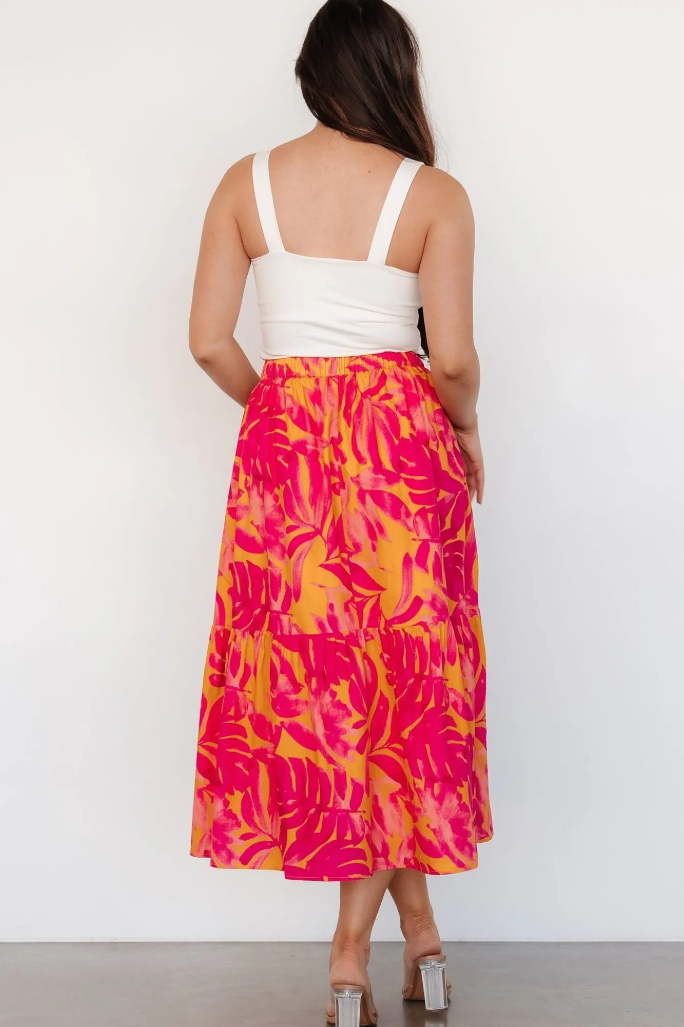 Baltic Born Luana Tiered Skirt | Orange + Fuchsia