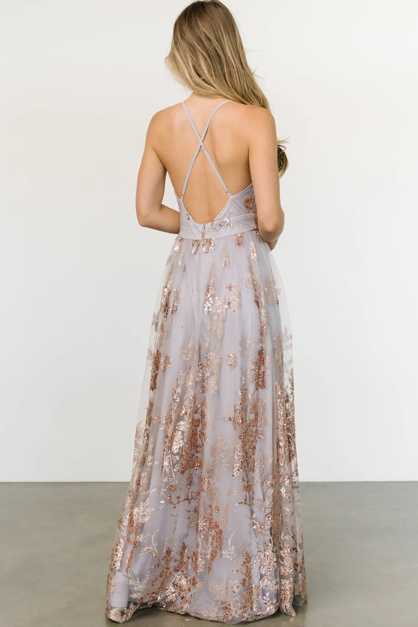 Baltic Born Lucienne Shimmer Maxi Gown | Dusty Lilac + Rose